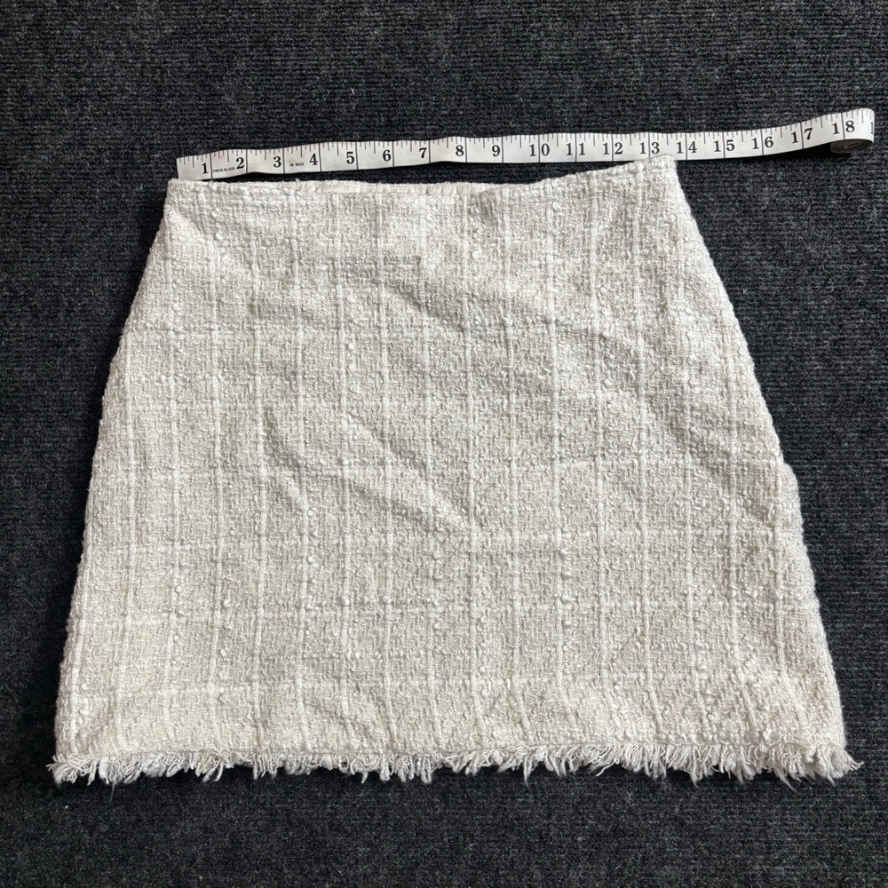 Express Cream Skirt with Fringed Hem - Picture 2 of 6